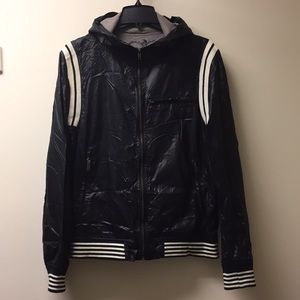 Charles&1/2 black hooded windbreaker jacket